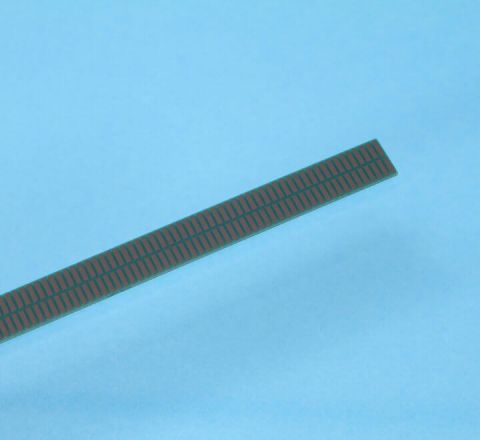 Dual-track absolute linear scale for POSIC's AP- encoders. The two tracks form a Nonius-scale with absolute stroke 38.4 mm