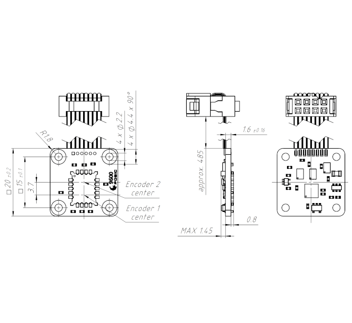 Technische Zeichnung Absolut Induktiv Encoder AP9200C