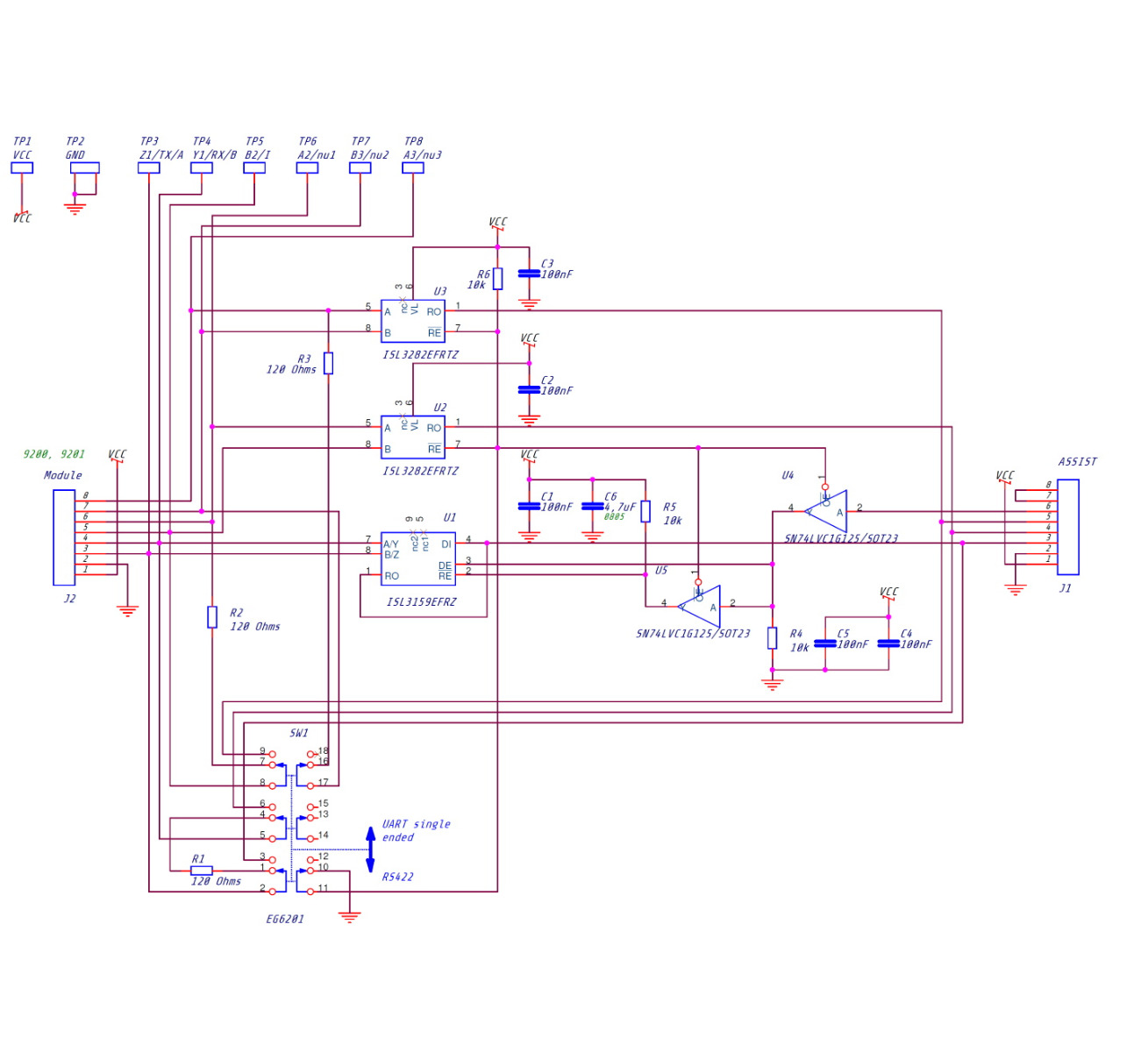 Elektrische Schaltung der Schnittstelle mit Linedriver MDB001