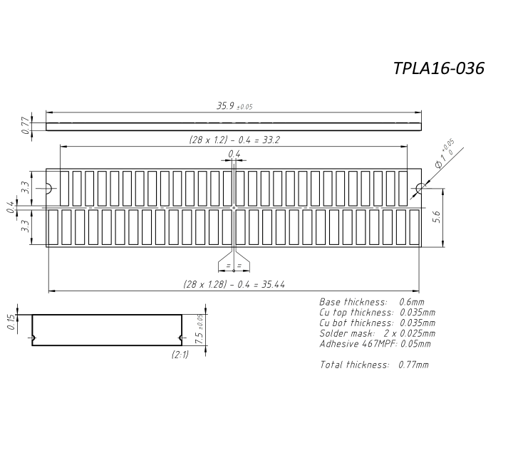 Dual-track absolute linear scale for POSIC's AP- encoders. The two tracks form a Nonius-scale with absolute stroke 19.2 mm