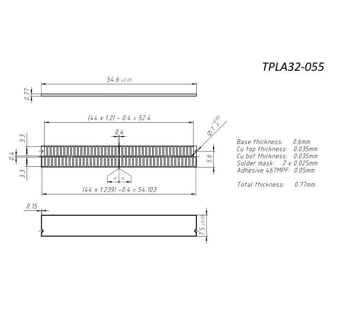 Dual-track absolute linear scale for POSIC's AP- encoders. The two tracks form a Nonius-scale with absolute stroke 38.4 mm