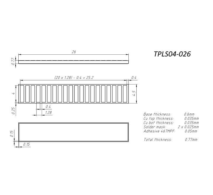 Single-track linear scale without Index with length 26 mm for POSIC's linear encoders ID1102L and ID4501L