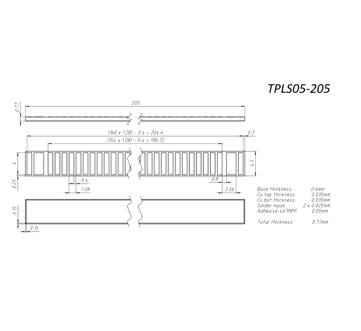 Single-track linear scale without Index with length 205 mm for POSIC's linear encoders ID1102L and ID4501L