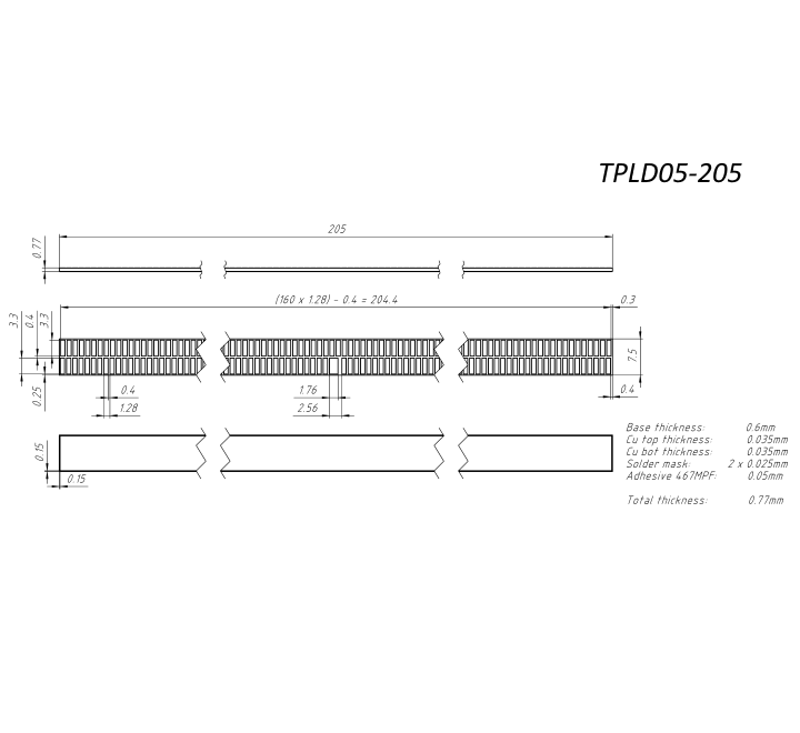 Dual-track linear scale with Index with length 205 mm for POSIC's linear encoders IT3402L and IT5602L