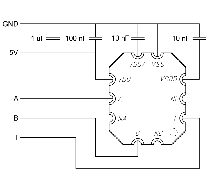 Schaltplan mit einem ID4501 Encoder-Chip