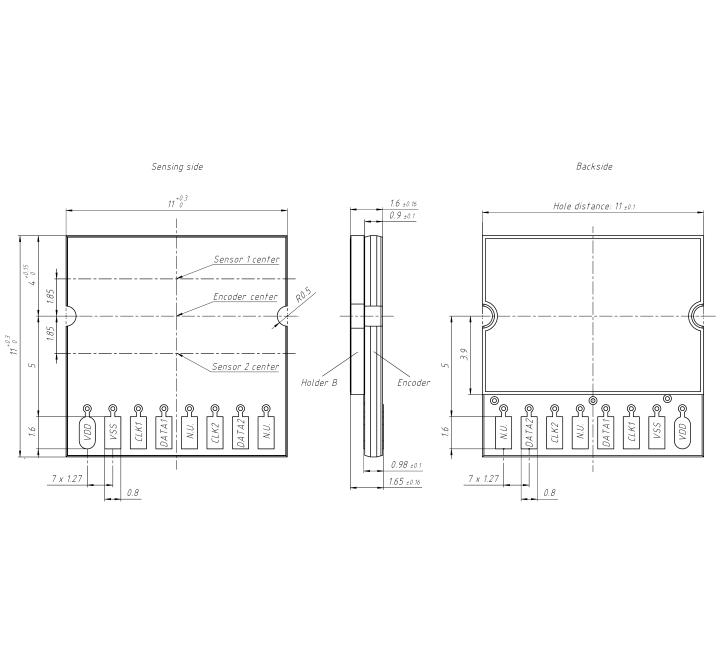 Technische Zeichnung des Absolut-Encoders AP3403