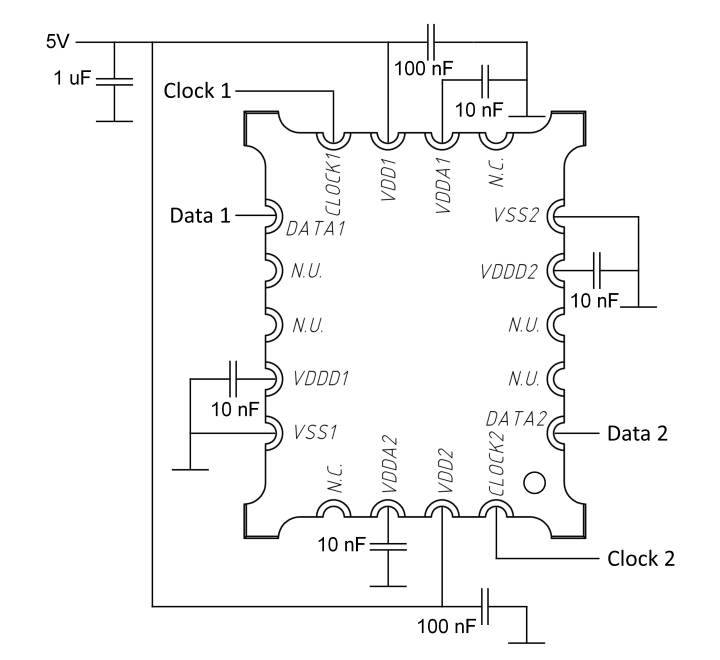 Schematic diagram for the AP5603 absolute encoder chip